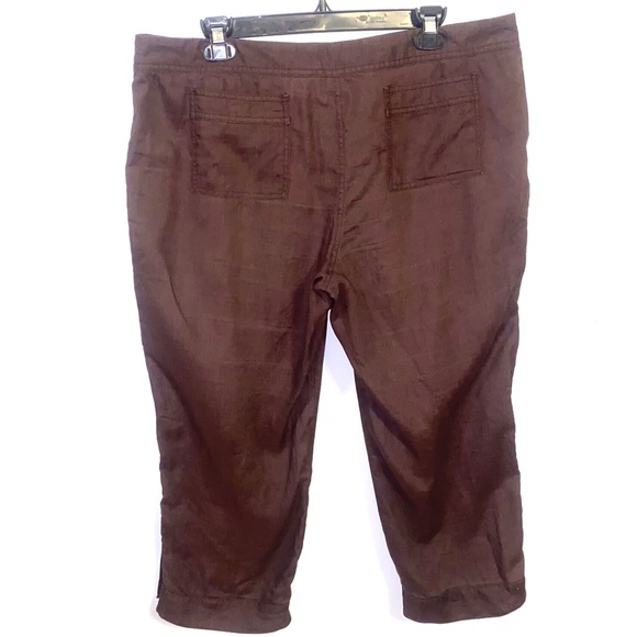 The Limited Cassidy Fit Brown Linen Drawstring Waist Crop Length Size 12 Pants - Picture 2 of 9